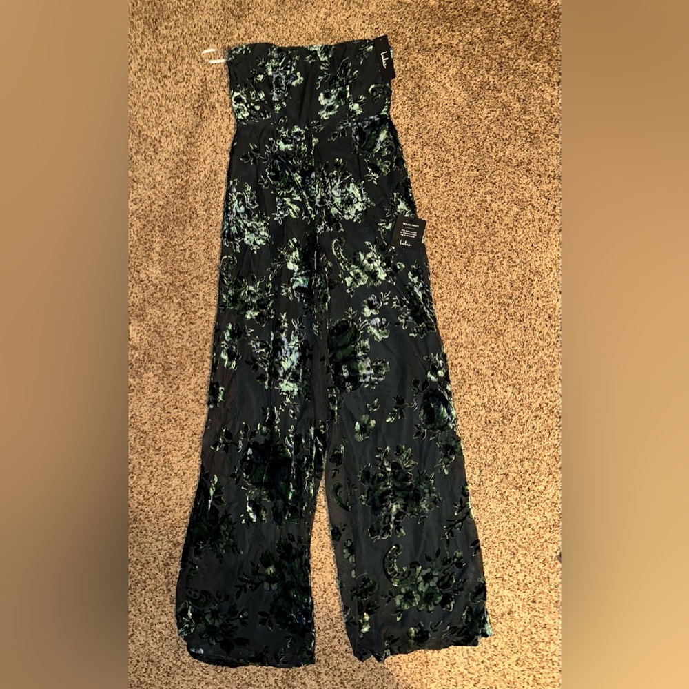 Lulu's Black and Green Floral Jumpsuit